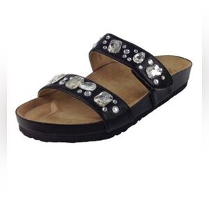 Joan Boyce Strappy "Ruth" Comfort Sandal with Jewels, Black Size US 11 NWOT